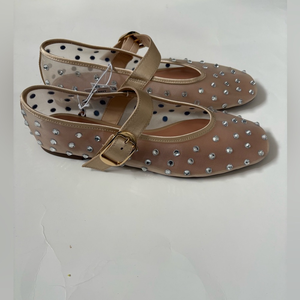 Old navy mesh embellished ballerina Mary Jane Flats woman sz 6 - Picture 5 of 8